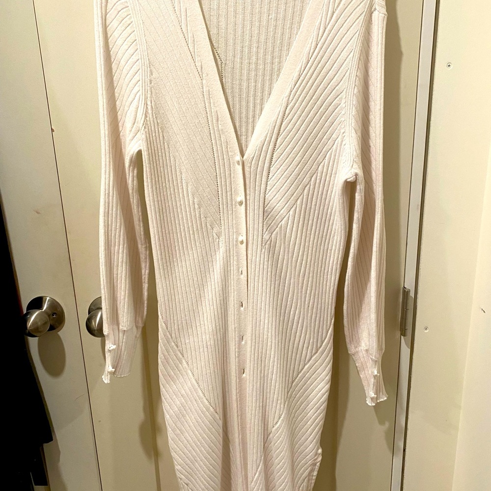 Cream coloured knit duster sweater
